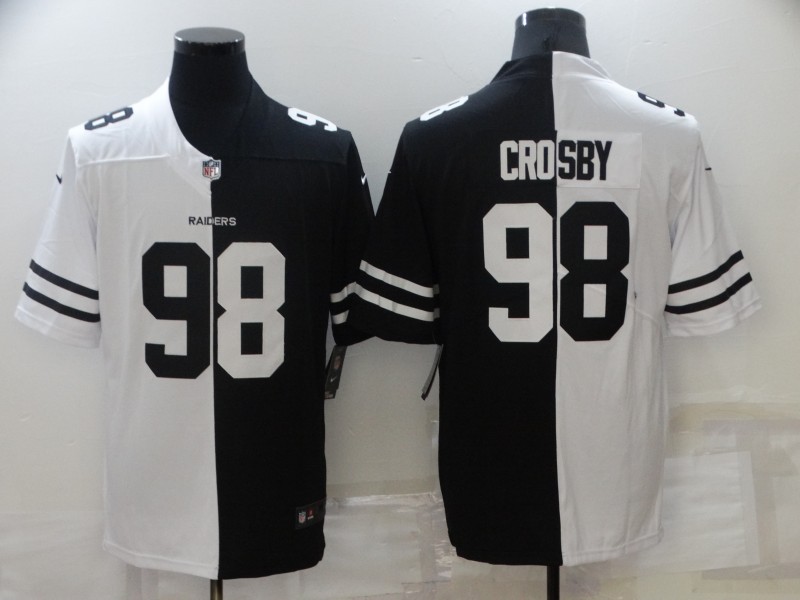 2021 Men Oakland Raiders #98 Crosby Blue white Half version Nike NFL Jerseys->youth mlb jersey->Youth Jersey